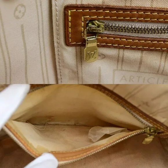 LOUIS VUITTON Neverfull PM Shoulder Tote Bag Damier Azur Leather N51110